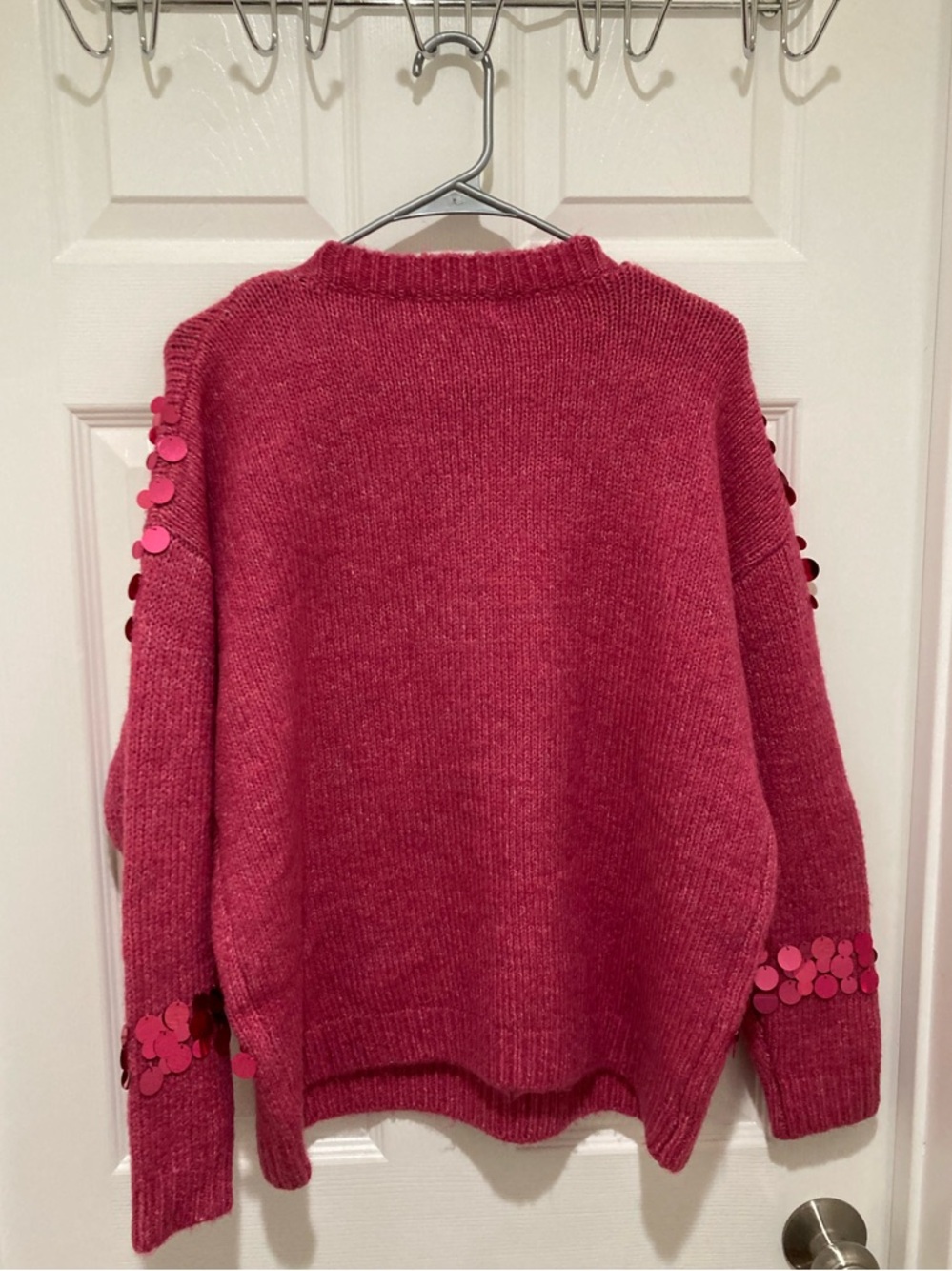 NWT Impressions size M Sequin-Embellished Pink Sweater - Picture 2 of 5